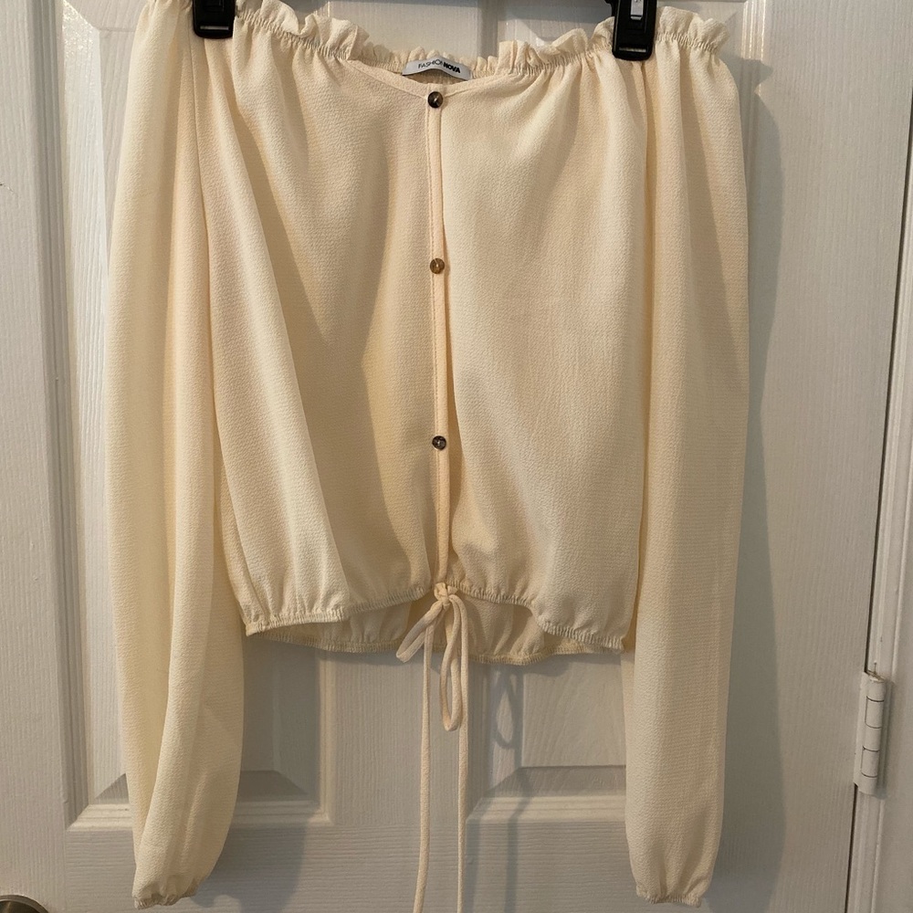 Off the shoulder cream blouse size small